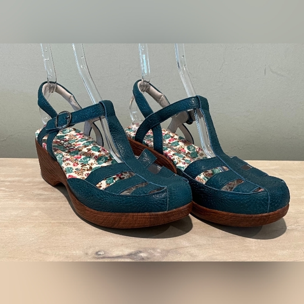 Alegria Teal Leather Summer Roman Candle Sandals in Size 42 - 11-11.5. NWOB